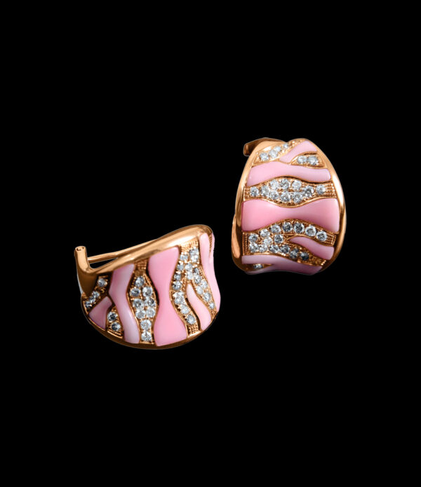 TENDER PINK SHELL EARRINGS WITH FANCY DIAMONDS
